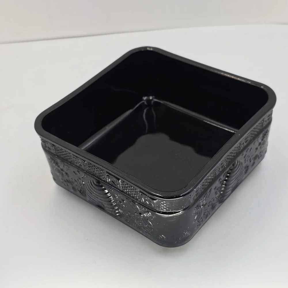 Vintage Tiara Indiana Glass Black Onyx Honey Bee Box Candy BASE ONLY Peg Footed